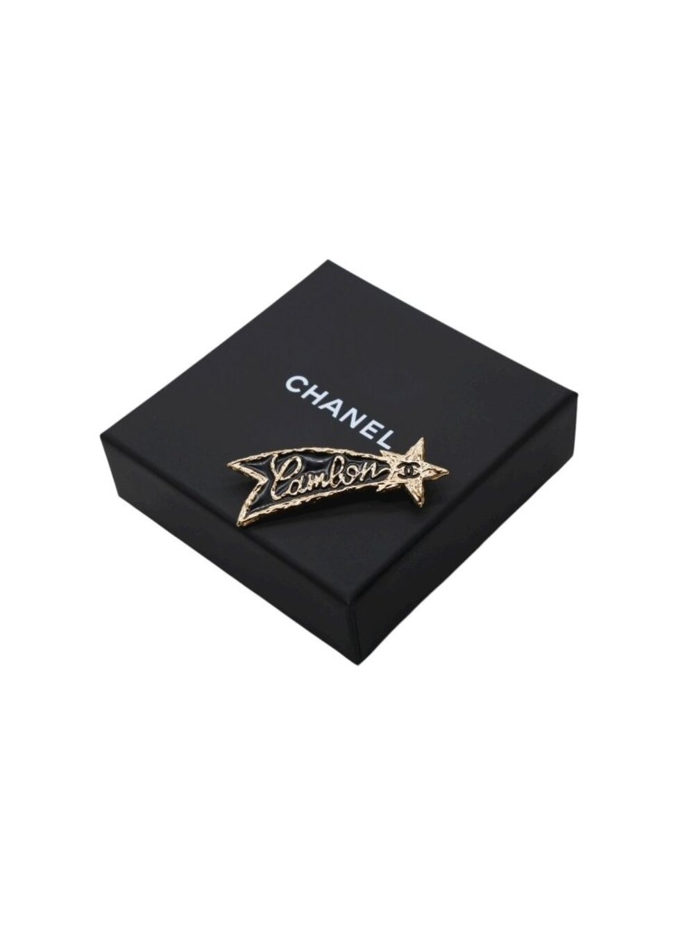 Chanel Brooch Shooting Star CC Logo Cambon Resin Metal Gold Black
